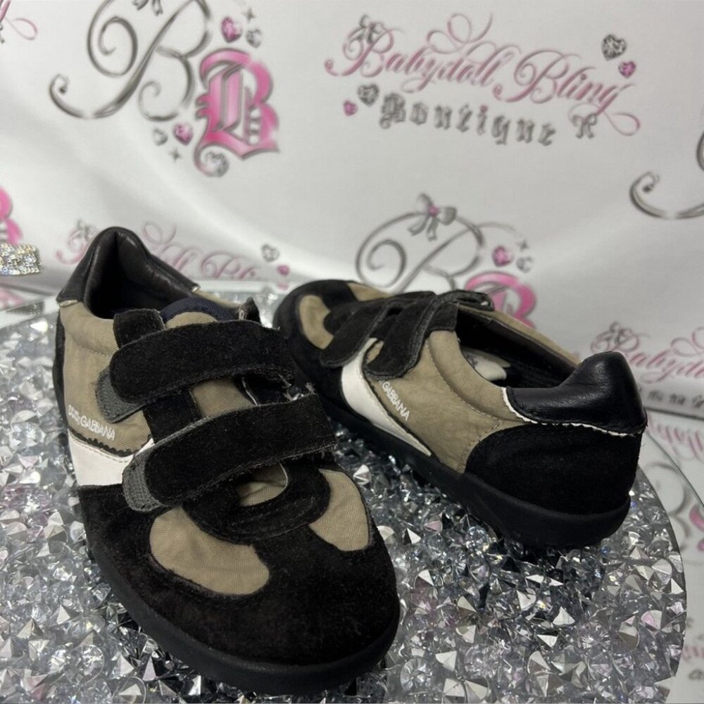 Dolce & Gabbana sneakers Velcro runners black beige classy preppy shoes slip on - Picture 9 of 13